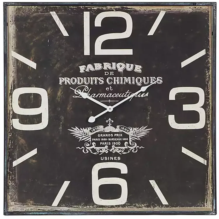 Clocks-Kirklands Home Black Distressed Wood Face Square Clock