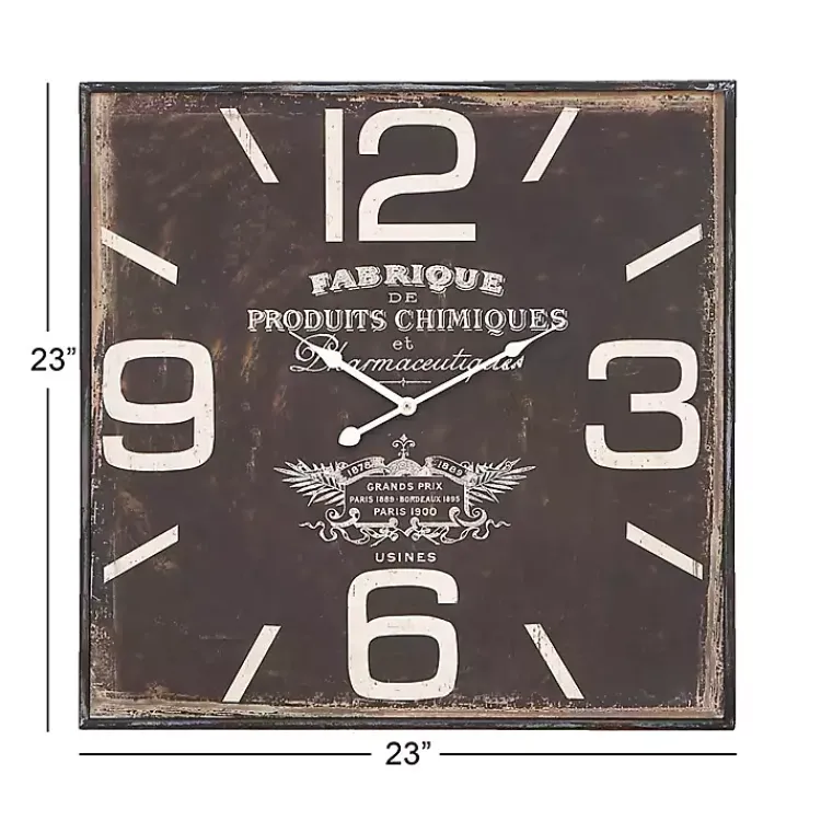 Clocks-Kirklands Home Black Distressed Wood Face Square Clock