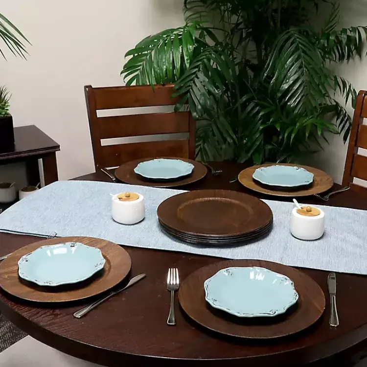 Serving & Entertaining-Kirklands Home Natural Faux-Wood Charger Plates, Set of 12 Brown