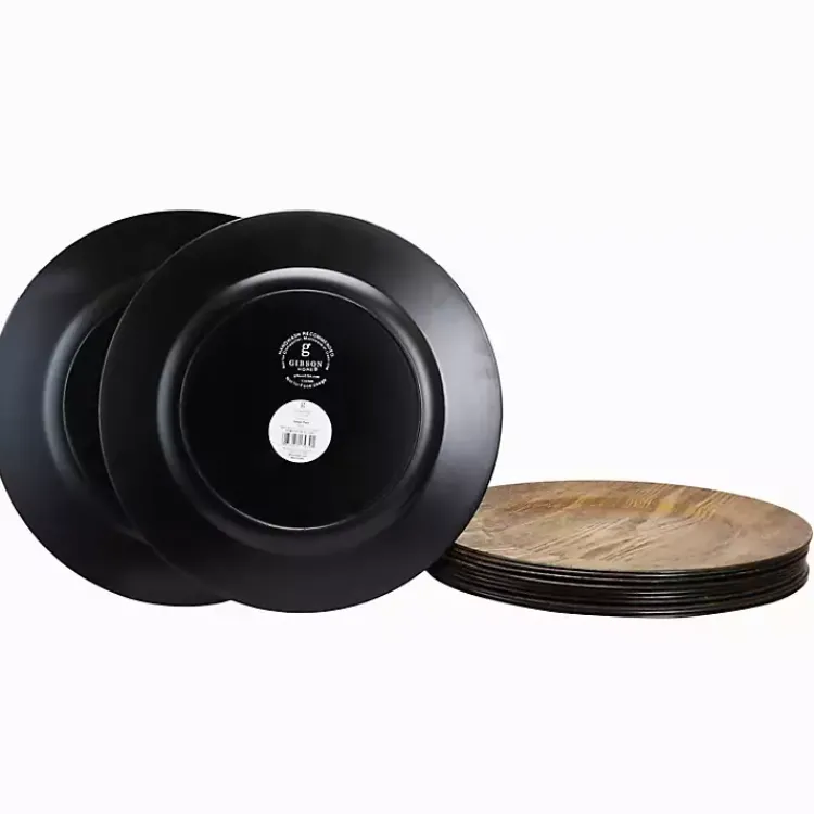 Serving & Entertaining-Kirklands Home Natural Faux-Wood Charger Plates, Set of 12 Brown