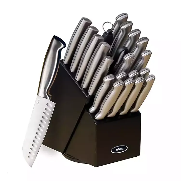 Flatware & Cutlery-Kirklands Home Black Rubberwood Block Satin 22-pc. Cutlery Set