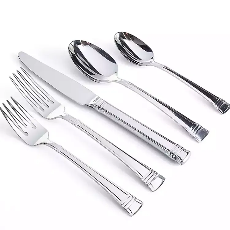 Flatware & Cutlery-Kirklands Home Mercutio Lines Stainless Steel 20-pc. Flatware Set