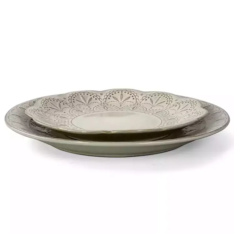 Dinnerware-Kirklands Home Lace Embossed 16-pc. Dinnerware Set White