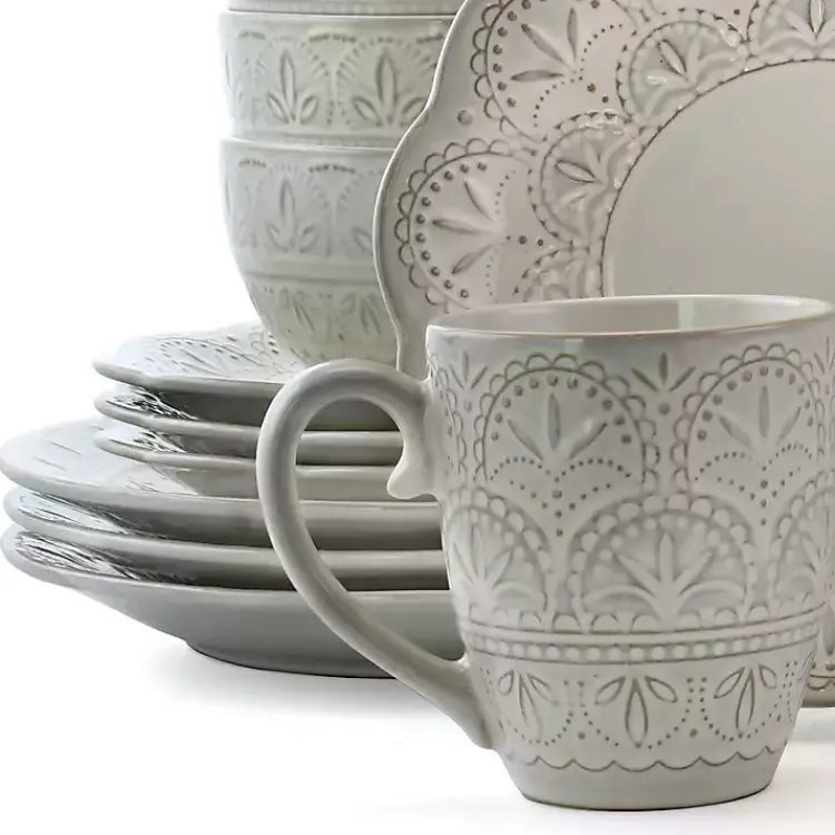 Dinnerware-Kirklands Home Lace Embossed 16-pc. Dinnerware Set White