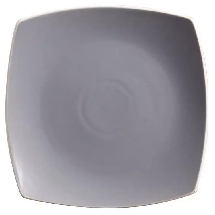 Dinnerware-Kirklands Home Matte Gray and Black 16-pc. Dinnerware Set