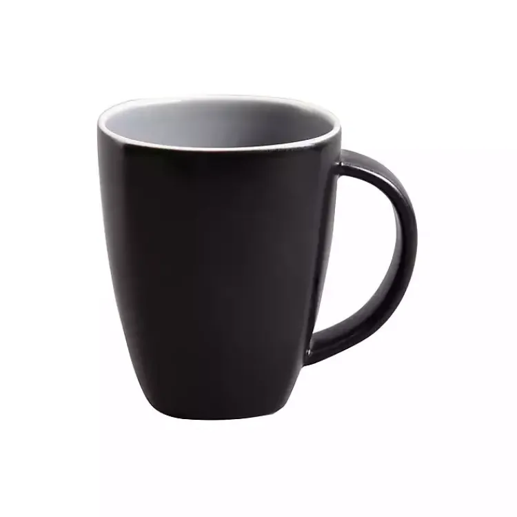 Dinnerware-Kirklands Home Matte Gray and Black 16-pc. Dinnerware Set