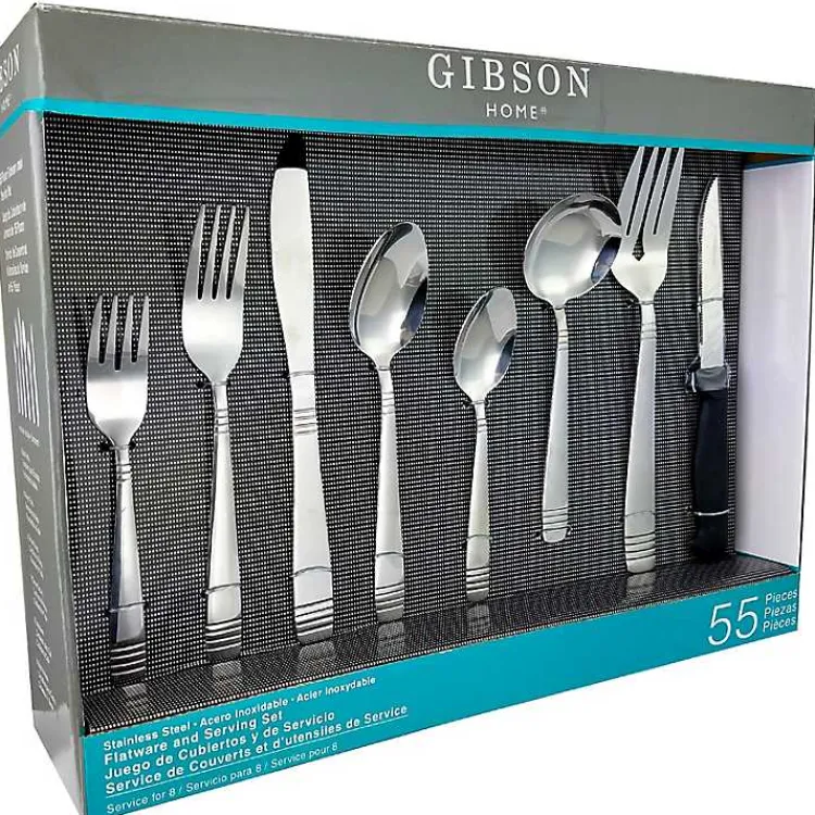 Flatware & Cutlery-Kirklands Home Stainless Steel 55-pc. Flatware Set Silver