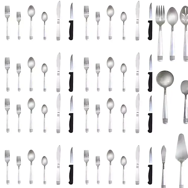 Flatware & Cutlery-Kirklands Home Stainless Steel 55-pc. Flatware Set Silver