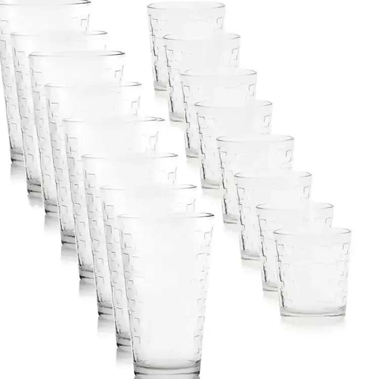 Glassware & Drinkware-Kirklands Home Square Embosses Glass 16-pc. Drinkware Set Clear