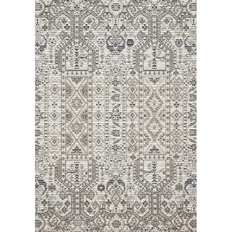 Outdoor Rugs-Kirklands Home Ivory and Gray Column Outdoor Area Rug, 5x7
