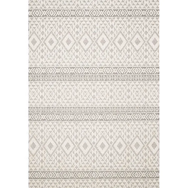 Outdoor Rugs-Kirklands Home Ivory Geometric Stripes Outdoor Area Rug, 5x7