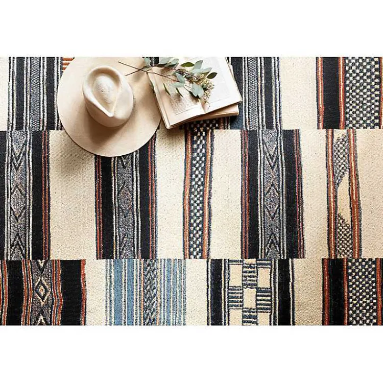 Outdoor Rugs-Kirklands Home Ivory and colored Tribal Outdoor Rug, 7x11 Multi