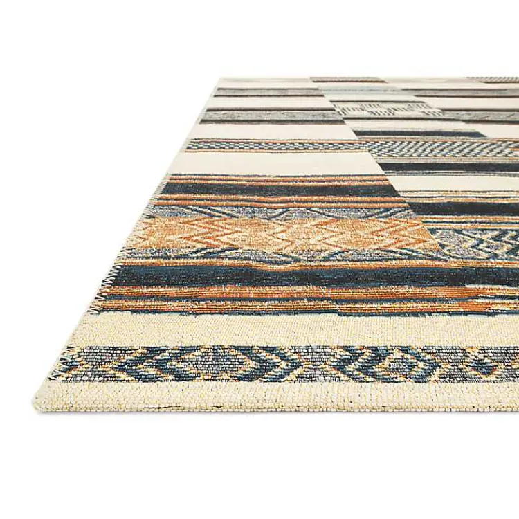 Outdoor Rugs-Kirklands Home Ivory and colored Tribal Outdoor Rug, 7x11 Multi