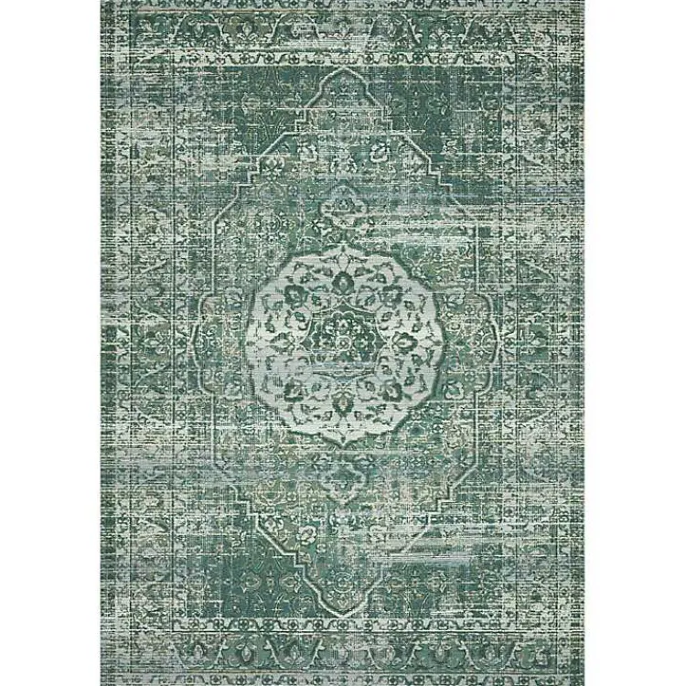 Outdoor Rugs-Kirklands Home Mist Tribal Medallion Outdoor Rug, 6x9 Green