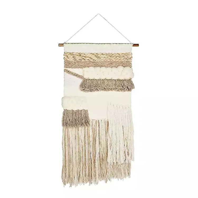 Wall Plaques-Kirklands Home Cream Woven Layered Textured Macrame Wall Hanging Ivory