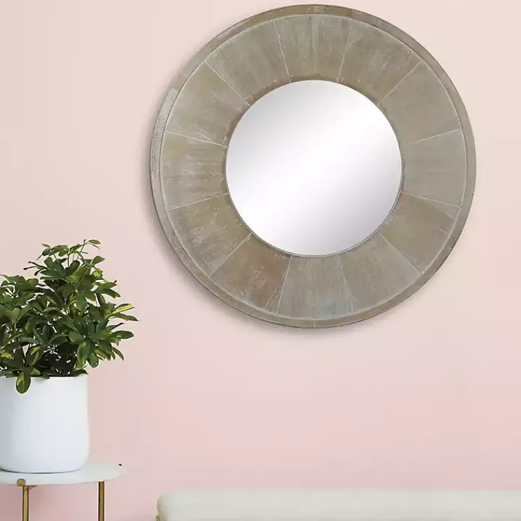 Decorative Mirrors-Kirklands Home Distressed Wood Planked Frame Wall Mirror Brown