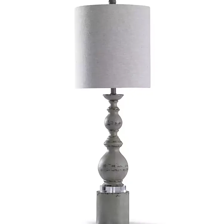Buffet Lamps-Kirklands Home Rustic Gray Balustrade Buffet Lamp White
