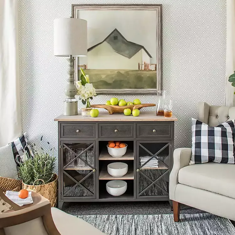 Buffet Lamps-Kirklands Home Rustic Gray Balustrade Buffet Lamp White