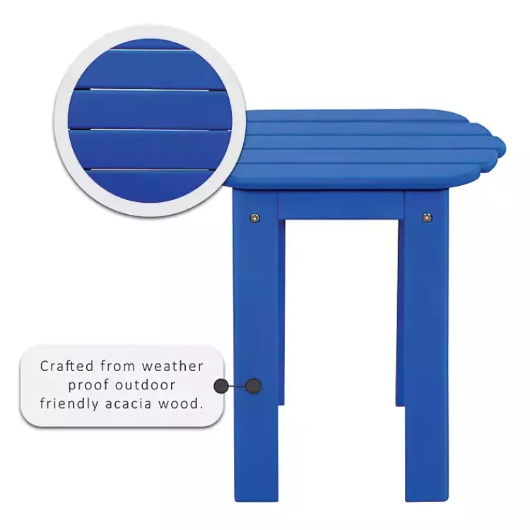 Outdoor Tables-Kirklands Home Acacia Wood Outdoor Adirondack End Table Blue