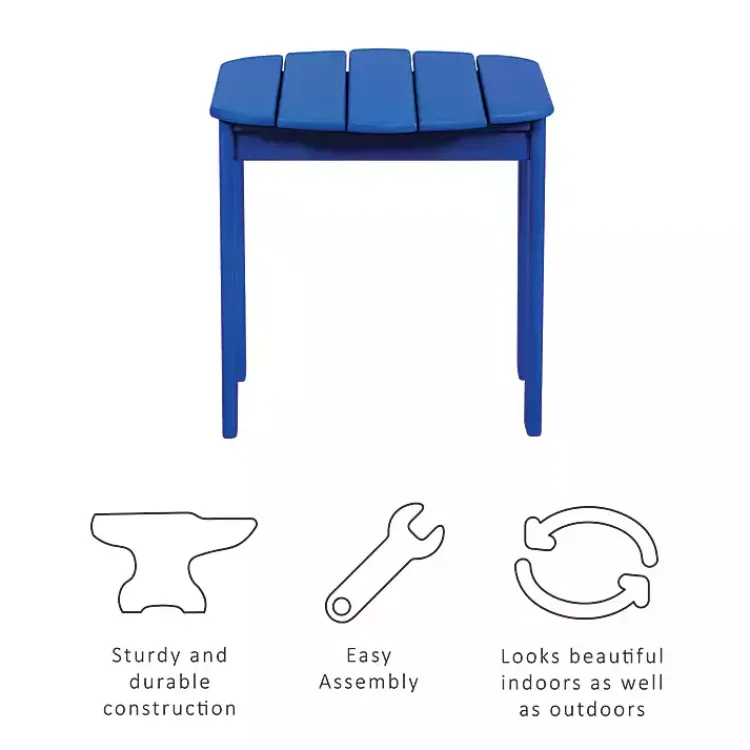 Outdoor Tables-Kirklands Home Acacia Wood Outdoor Adirondack End Table Blue