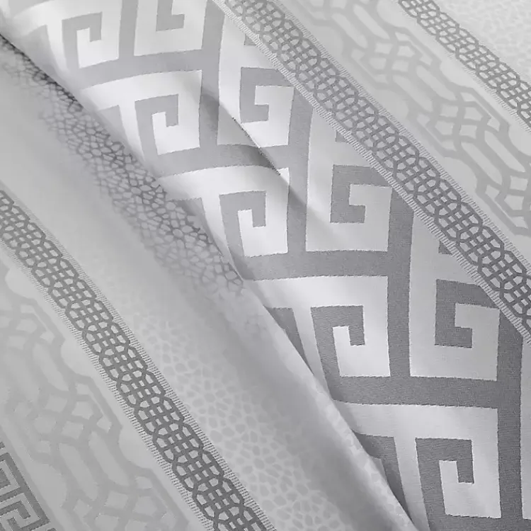 Comforters-Kirklands Home Silver Geometric Stripes 7-pc. Queen Comforter Set