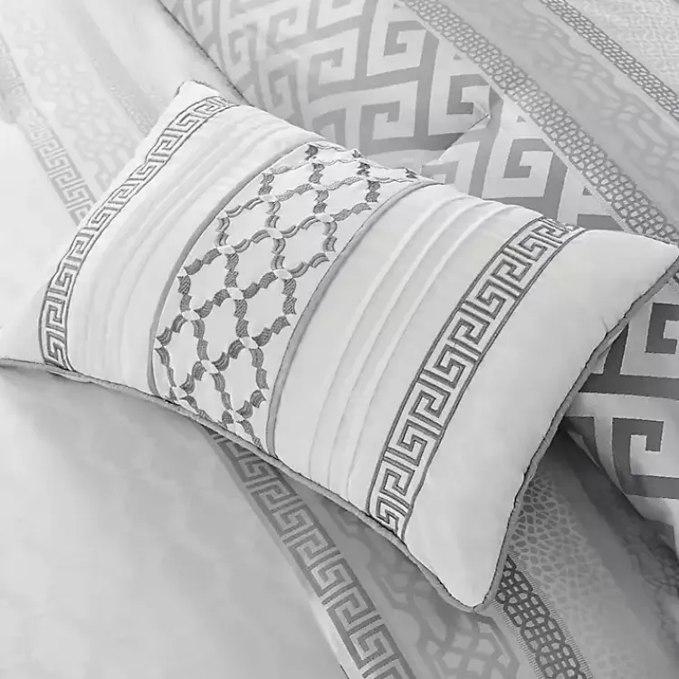 Comforters-Kirklands Home Silver Geometric Stripes 7-pc. King Comforter Set