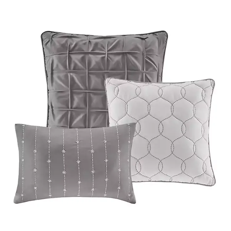 Comforters-Kirklands Home Gray Seersucker 7-pc. King Comforter Set