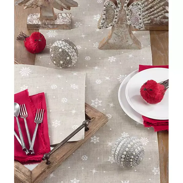 Table Linens-Kirklands Home Natural Linen Snowflake Placemats, Set of 4