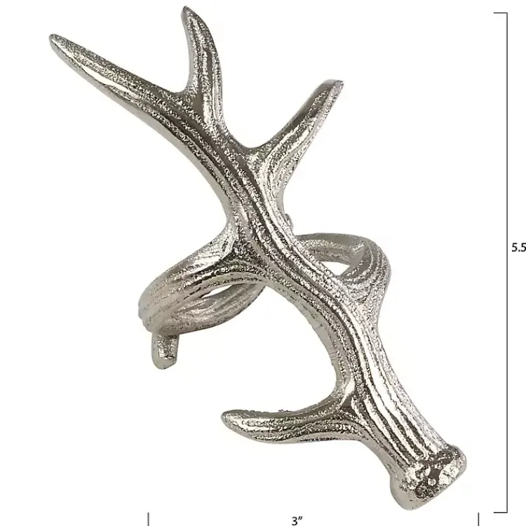 Table Linens-Kirklands Home Reindeer Antler Napkin Rings, Set of 4 Silver