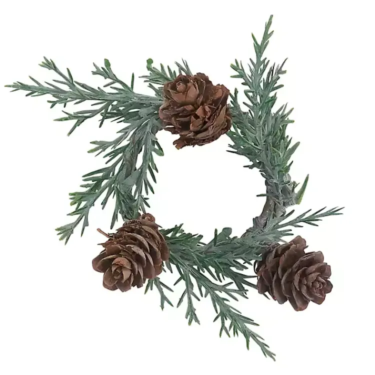Table Linens-Kirklands Home Rosemary Pinecone Wreath Napkin Rings, Set of 4