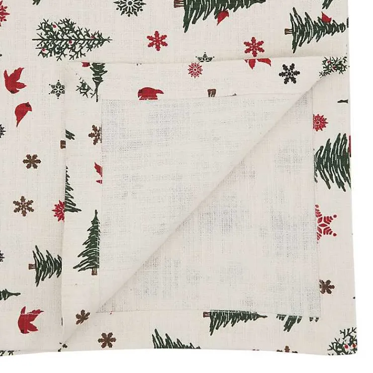 Table Linens-Kirklands Home Green Christmas Trees and Snowflakes Table Runner