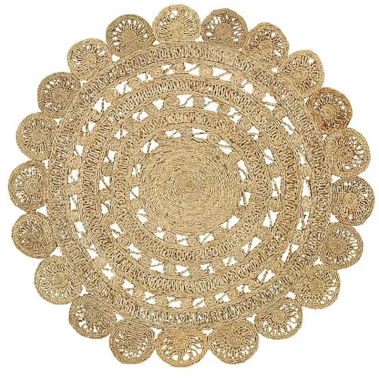 Area Rugs-Kirklands Home Natural Golden Sunshine Circular Area Rug, 4x4 Tan