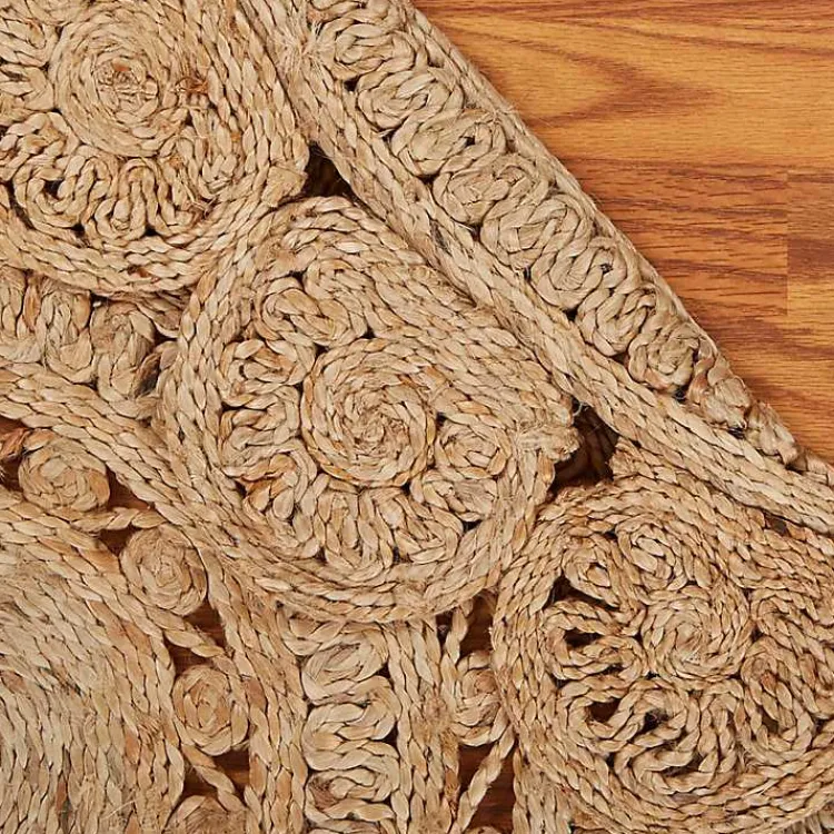 Area Rugs-Kirklands Home Natural Golden Sunshine Circular Area Rug, 4x4 Tan