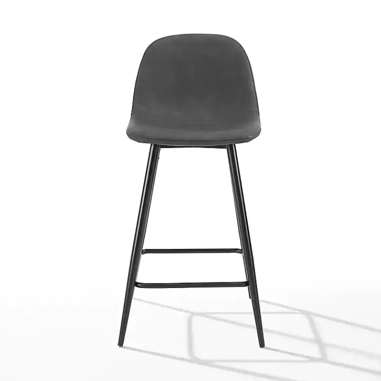 Bar Stools & Counter Height Stools-Kirklands Home Rorke Faux Leather Counter Stools, Set of 2 Black