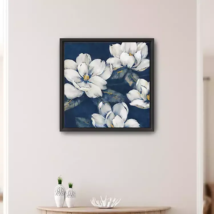 Framed Art-Kirklands Home Magnolias Indigo Framed Giclee Canvas Art Print