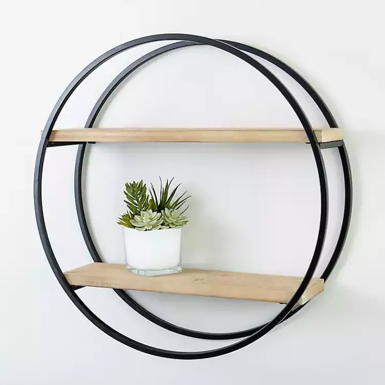 Shelves-Kirklands Home Circle Double Wood Wall Shelf, 25 in.