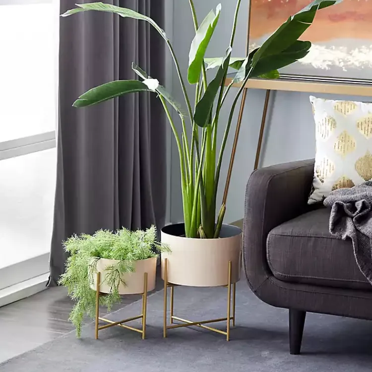 Planters-Kirklands Home Peach Iron X-Base Planters, Set of 2