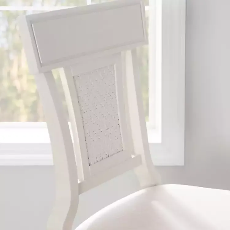 Bar Stools & Counter Height Stools-Kirklands Home Wood and Rattan Upholstered Bar Stool White