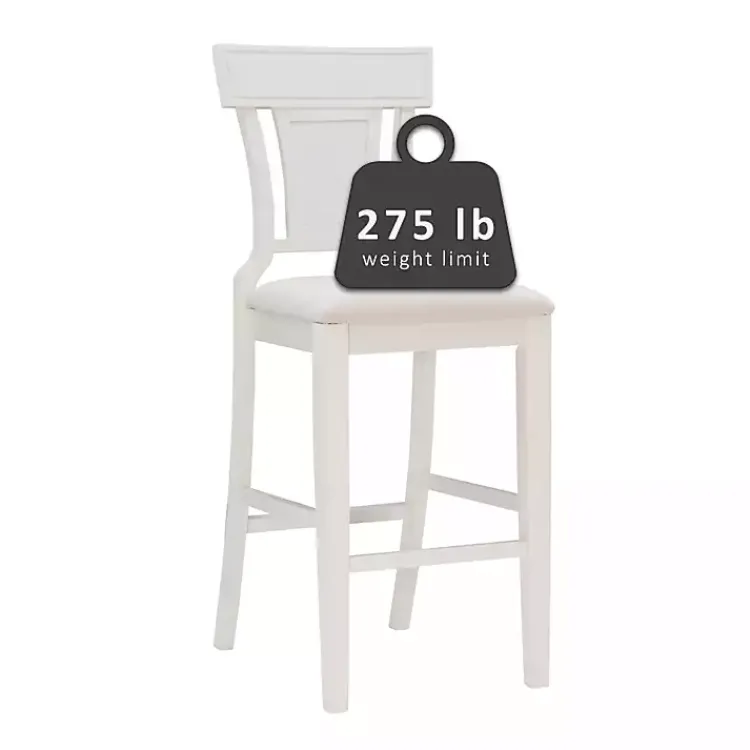 Bar Stools & Counter Height Stools-Kirklands Home Wood and Rattan Upholstered Bar Stool White