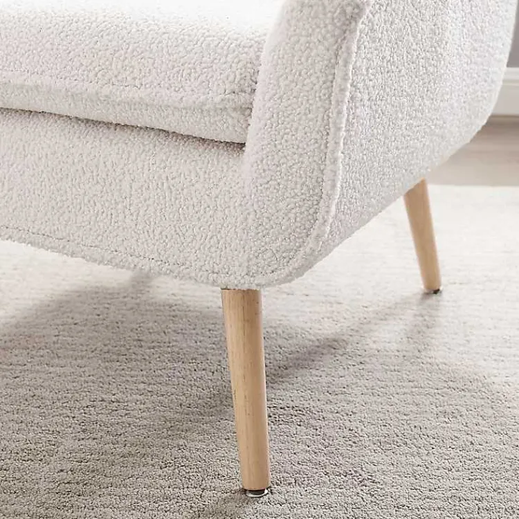 Accent Chairs-Kirklands Home Ivory Faux Sherpa Tufted Accent Chair White