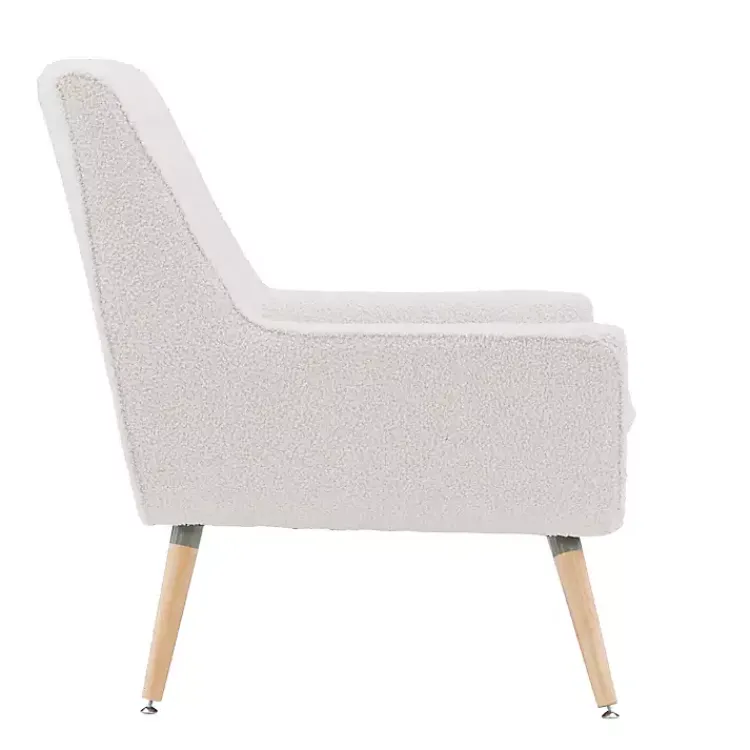 Accent Chairs-Kirklands Home Ivory Faux Sherpa Tufted Accent Chair White