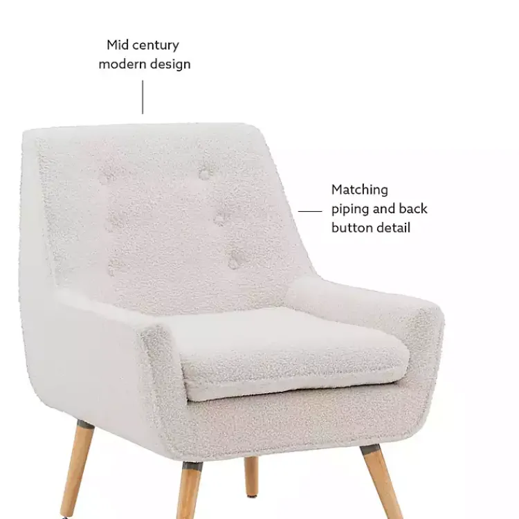 Accent Chairs-Kirklands Home Ivory Faux Sherpa Tufted Accent Chair White
