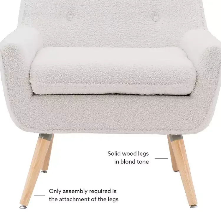 Accent Chairs-Kirklands Home Ivory Faux Sherpa Tufted Accent Chair White