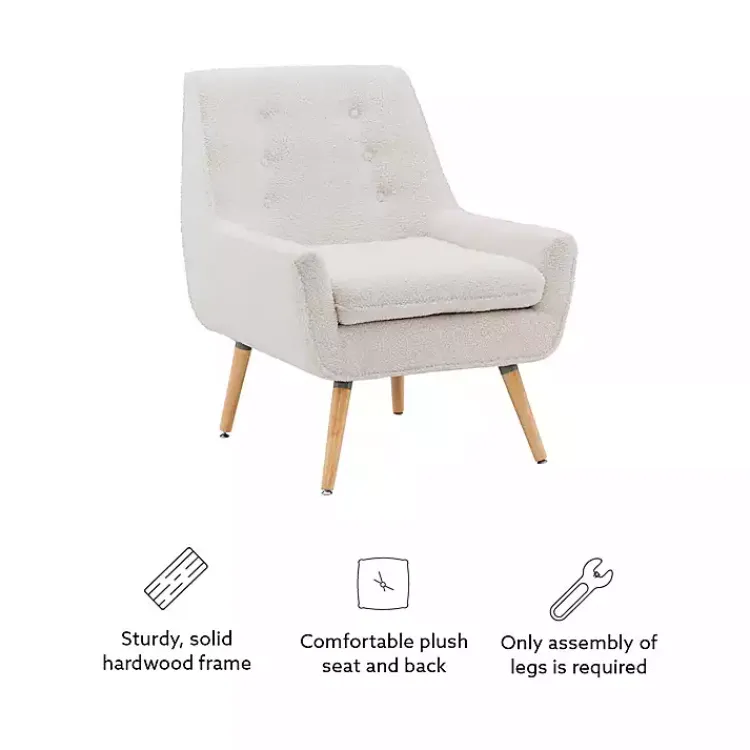 Accent Chairs-Kirklands Home Ivory Faux Sherpa Tufted Accent Chair White