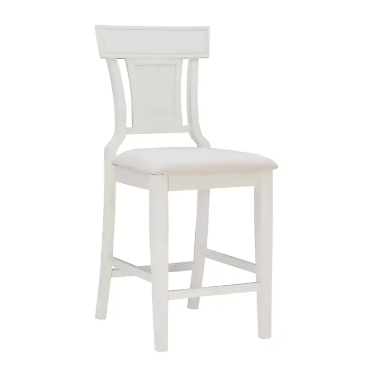 Bar Stools & Counter Height Stools-Kirklands Home Wood and Rattan Upholstered Counter Stool White