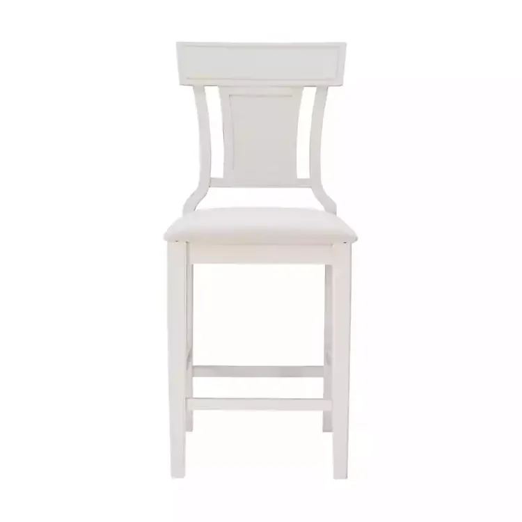 Bar Stools & Counter Height Stools-Kirklands Home Wood and Rattan Upholstered Counter Stool White