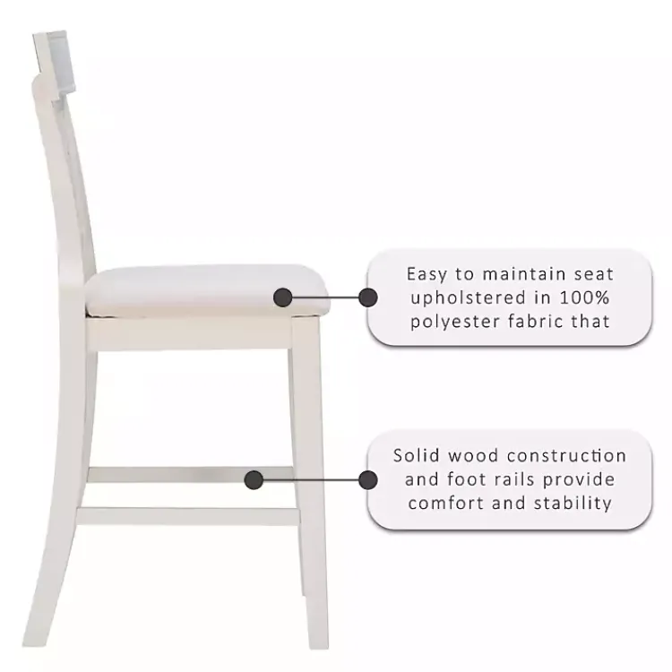 Bar Stools & Counter Height Stools-Kirklands Home Wood and Rattan Upholstered Counter Stool White
