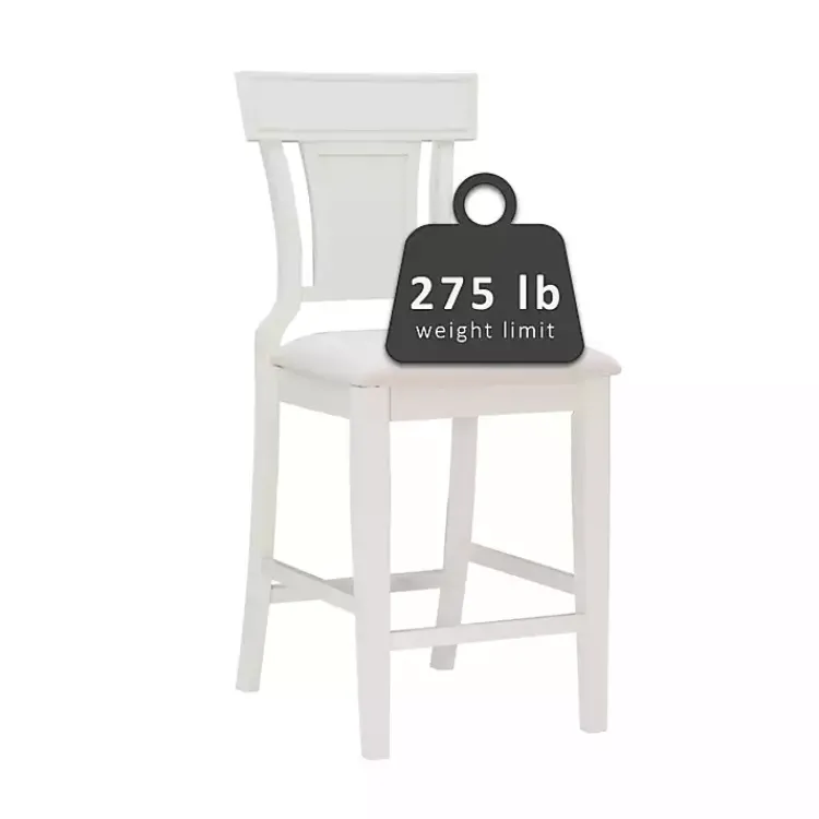 Bar Stools & Counter Height Stools-Kirklands Home Wood and Rattan Upholstered Counter Stool White