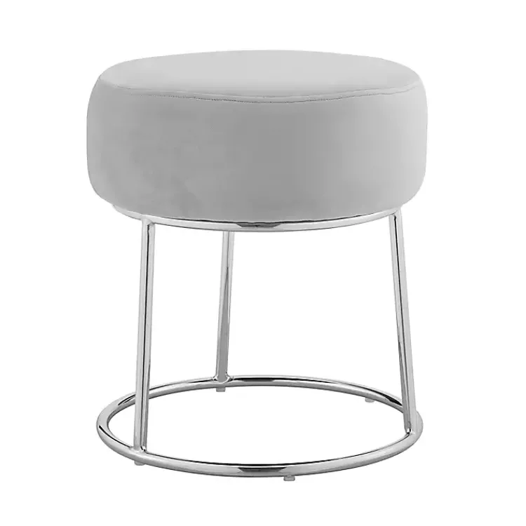 Benches & Ottomans-Kirklands Home Smokey Velvet Vanity Stool Gray