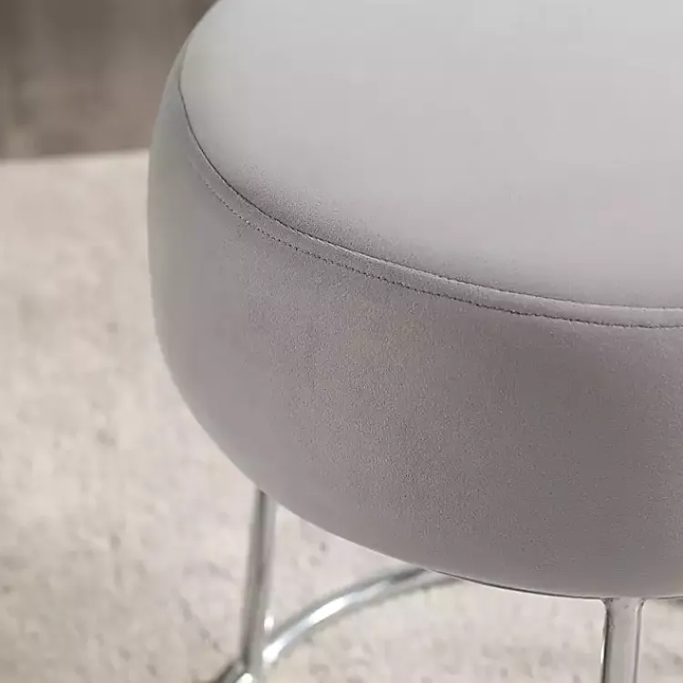 Benches & Ottomans-Kirklands Home Smokey Velvet Vanity Stool Gray